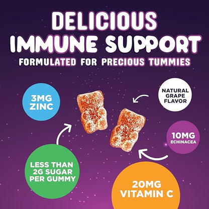 Kids Immune Support Gummy - Vitamin C, Zinc & Echinacea, Daily Children's Immune Support Gummies for Kids Ages 4 and Up, Nature's Vitamins for Kids, Vegan & Non-GMO, Natural Berry Flavor - 120 Gummies