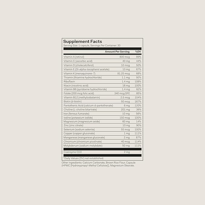 The Nue Co. Men's MULTIVITAMIN Supplement, Supports Energy, Immunity, Focus, Vegan, Gluten Free, 30 Capsules