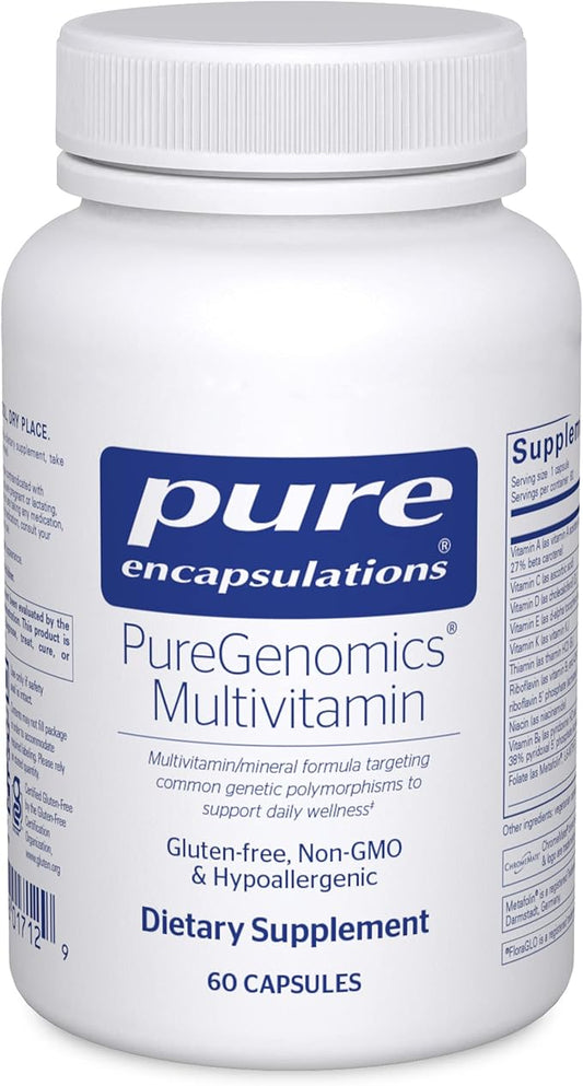Pure Encapsulations PureGenomics Multivitamin - Supplement to Support Nutrient Requirements of Common Genetic Variations - with Vitamin A,B,C,D,E, K & Minerals - 60 Capsules
