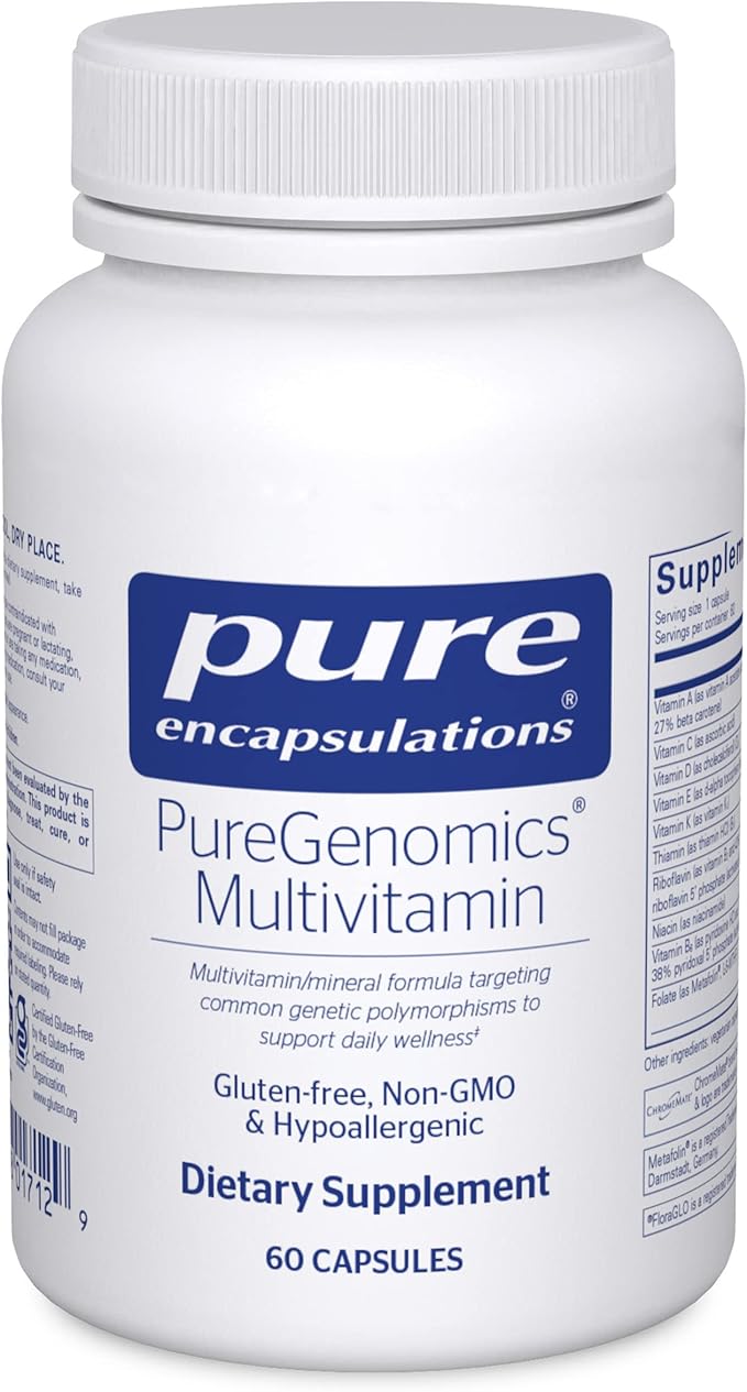 Pure Encapsulations PureGenomics Multivitamin - Supplement to Support Nutrient Requirements of Common Genetic Variations - with Vitamin A,B,C,D,E, K & Minerals - 60 Capsules