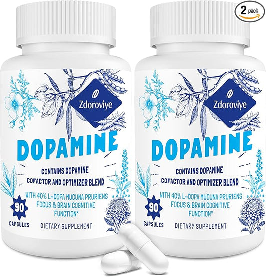 Dopamine Supplements for Men and Women - Contains 500mg Mucuna Pruriens Extract (40% L-DOPA) - 60 Capsules (2 Pack)
