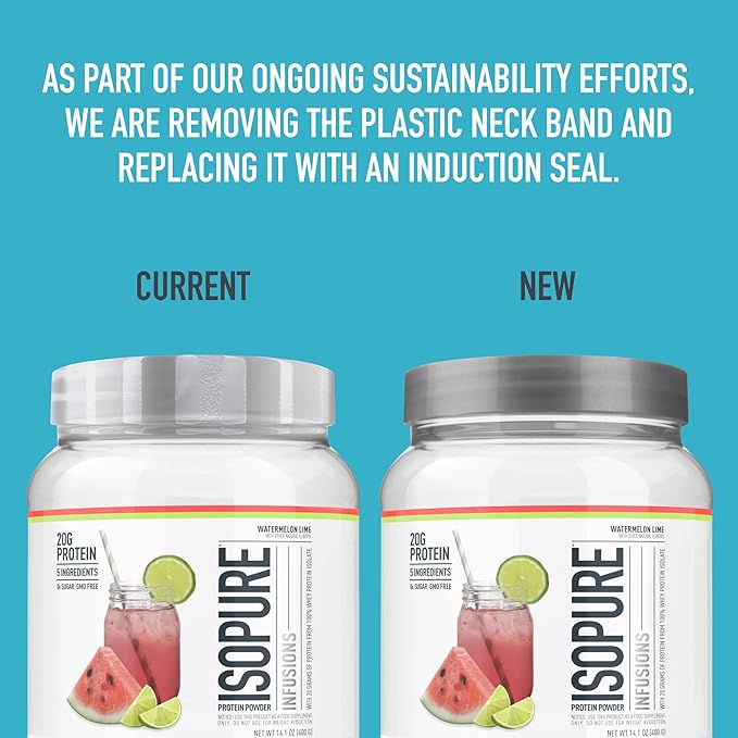 Isopure Protein Powder, Clear Whey Isolate Protein, Post Workout Recovery Drink Mix, Gluten Free with Zero Added Sugar, Infusions- Watermelon Lime, 16 Servings