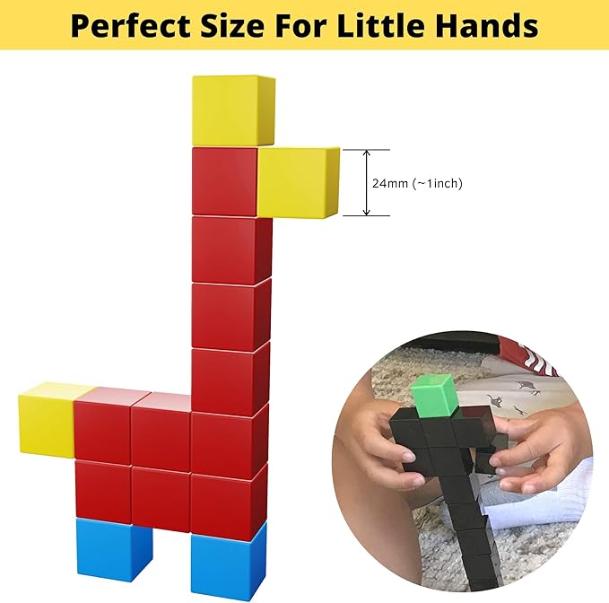 Magnetic Blocks, Magnetic Cubes Educational Toys, Original Award Winning Magnetic Building Blocks for Kids, 100 Pieces Rainbow Color Autism Toys Magic Cube Sensory Toys for Kids