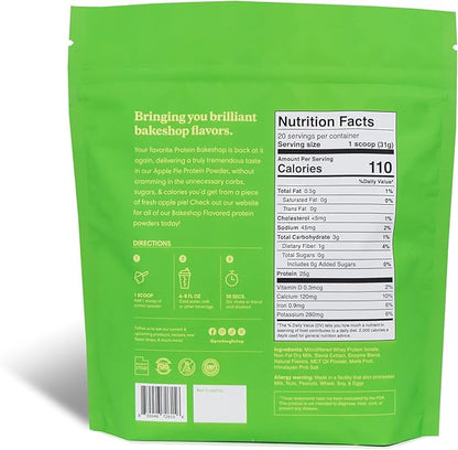 ProDough Gourmet Whey Isolate Hydrolized Protein Powder for Shake Mix- Easy Digest Enzyme Blend, 25g Protein per Serving, Natural Ingredients, Gluten Free, Keto Friendly (Apple Pie)