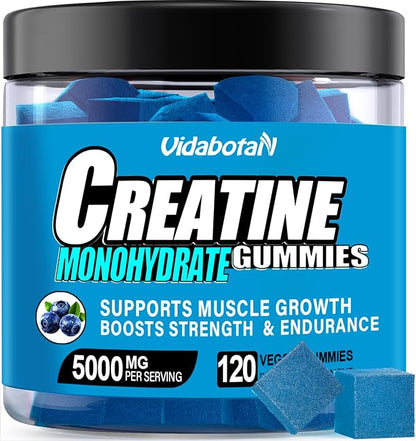 Creatine Monohydrate Gummies for Men & Women-5g of Creatine Monohydrate per Serving- Increase Strength and Build Muscle,Sugar Free,Vegan,Blueberry Flavor, 120 Count,B571