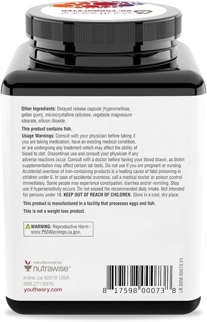 Youtheory High Potency Multi GLP-1 Support - High Absorption Multivitamins - for Immune Support & Bone Health - Gentle on Stomach - Vitamin D, C, Iron & More - 150 Vegetarian Capsules