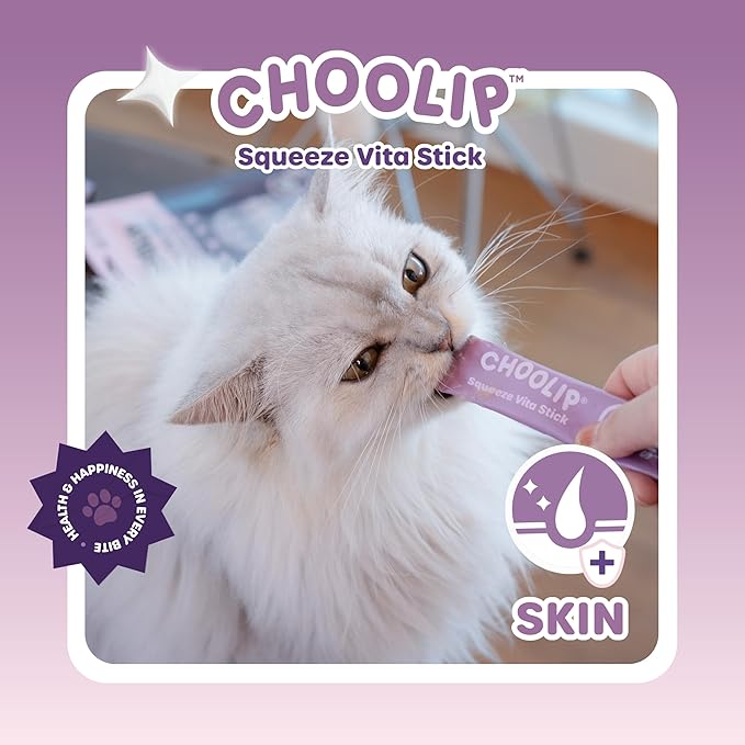 Squeeze Vita Stick Lickable Treats for Dogs & Cats. 7 Skin & Coat Support Sticks with Essential multivitamins. Soft and Tasty Paste for All Life Stages, Supporting Skin & Coat Health