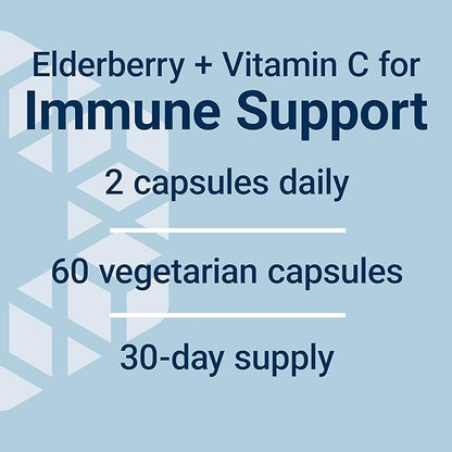 Life Extension Black Elderberry + Vitamin C, Everyday Immune Support from Elderberry & Vitamin C, Gluten Free, Non-GMO, Vegetarian, 60 Capsules