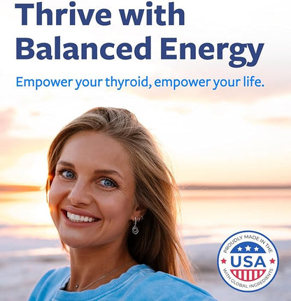 Thyroid Support with Iodine - 120 Capsules (Non-GMO) Improve Your Energy - Ashwagandha Root, Zinc, Selenium, Vitamin B12 Complex - Thyroid Health Supplement for Women and for Men - 60 Day Supply