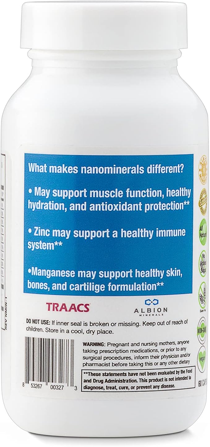 Biopharma Scientific NanoMinerals Complete Chelated Multi-Mineral Capsules | 30 Servings | Calcium, Iron, Magnesium, Zinc, Potassium, Manganese, Chromium, Copper