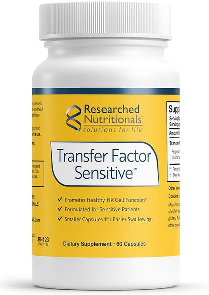 Researched Nutritionals Transfer Factor Sensitive - Immune Support Bovine Derived Transfer Factors & Colostrum Capsules (60 Capsules)