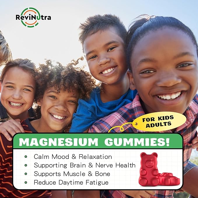 Magnesium Complex Gummies- Calm Chewable Gummies for Kids & Adults- Magnesium Glycinate, Threonate Supplement-w/Omega-3, Vitamin B6, D3- Support Calm Stress Relief, Bones, Mood Vegan, 60 Gummies