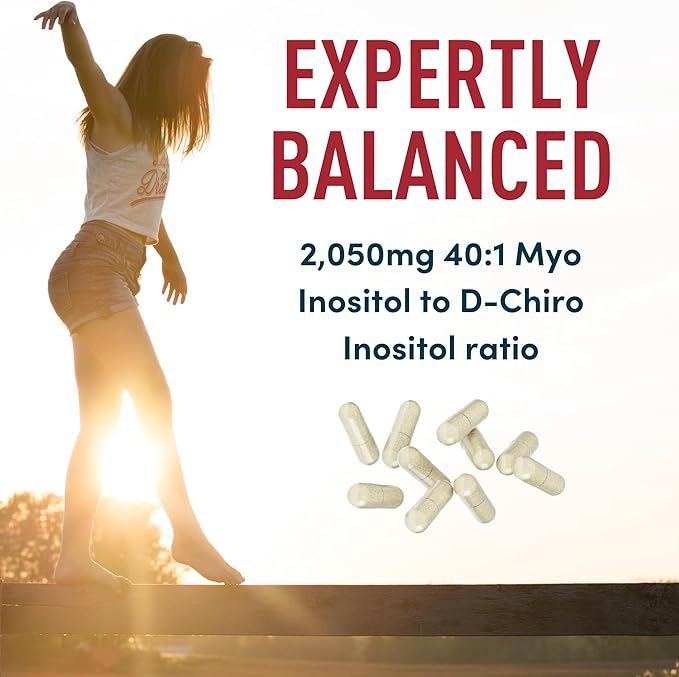 Myo-Inositol & D-Chiro Inositol Supplement - Optimal 40:1 Ratio Balanced Inositol Supplements - Womens Healthy Ovarian Support and Fertility Multivitamin - 120 Vegan Capsules, 30-Day Supply