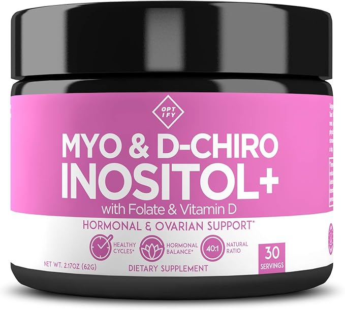 Premium Inositol Supplement - Myo-Inositol and D-Chiro Inositol Powder Plus Folate and Vitamin D - Ideal 40:1 Ratio - Hormone Balance & Healthy Ovarian Support for Women - Vitamin B8-30 Day Supply