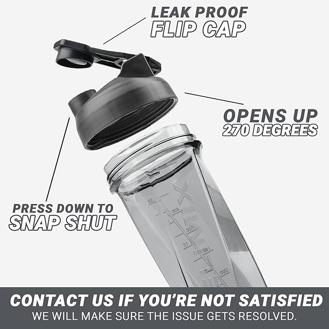 HELIMIX 2.0 Vortex Blender Shaker Bottle Holds upto 28oz | No Blending Ball or Whisk | USA Made | Portable Pre Workout Whey Protein Drink Shaker Cup | Mixes Cocktails Smoothies Shakes | Top Rack Safe