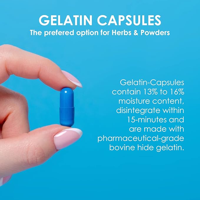 Capsuline Size 000 Empty Gelatin Capsules, Clear - 500 Count | Gluten Free, Kosher, Non-GMO Certified | Pure Bovine Pill Caps for DIY Supplement Filling