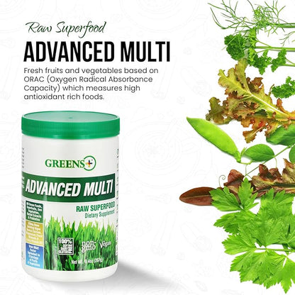 Greens+ Advanced Multi Raw Superfood | Essential Blend of Raw Foods, Superfruits and Sea Vegetables Powder | Vegan | Dietary Supplement | Non GMO, Soy Dairy & Gluten-Free | Size 9.4oz