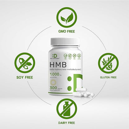 DEAL SUPPLEMENT Ultra Strength HMB Supplements 1000*mg Per Serving, 300*Capsules | Third Party Tested | Supports Muscle Growth, Retention