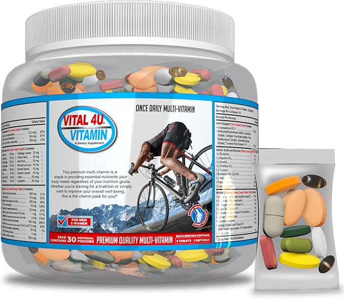 VITAL 4U® Vitamin - Premium Multivitamin for Men and Women | Supports Immune System, Energy, Heart Health, and Body Functions Plus Sports Nutrition with Joint Support - 30 Servings
