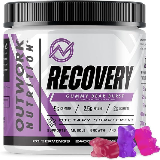 Outwork Nutrition Recovery Supplement, Post Workout Recovery Powder & Muscle Builder for Men and Women, Recharge Muscles After Gym, Backed by Science, Gummy Bear Burst, 230 Gr