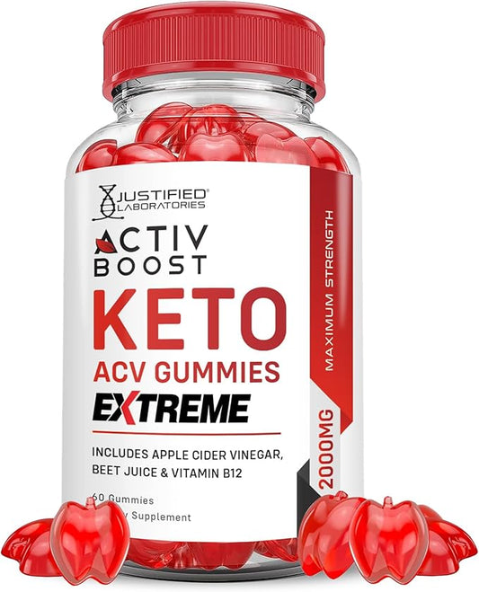 Activboost Keto ACV Gummies Extreme 2000MG Active Boost Keto Gummies Apple Cider Vinegar Activ Boost Formulated with Pomegranate Beet Juice Powder B12 Vegan Non GMO 60 Gummys