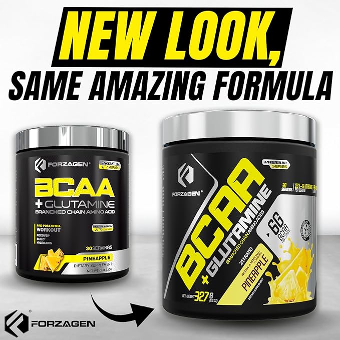 Forzagen BCAAS Amino Acids Powder with Glutamine BCAA Powder, Branched Chain Amino Acids Supplements Powder, BCAA Lean Energy Pre Workout - Post Workout Muscle Recovery Powder, 30 Servings
