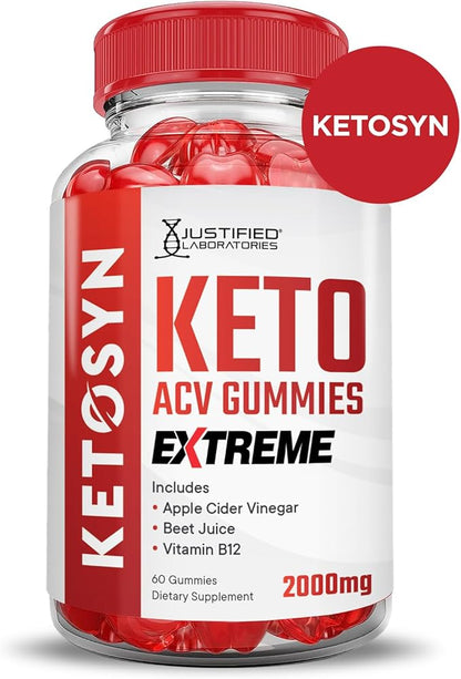 (5 Pack) Ketosyn Keto ACV Gummies Extreme 2000MG Ketosyn Keto Gummies Apple Cider Vinegar Formulated with Pomegranate Beet Juice Powder B12 Vegan Non GMO 300 Gummys