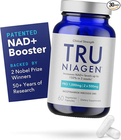 TRU NIAGEN PRO NAD+ Supplement for Anti Aging and Cell Regeneration, 1000 mg Patented Niagen, 30 Servings | Supports Cellular Energy | Nicotinamide Riboside (NR) Daily Supplements for Men and Women