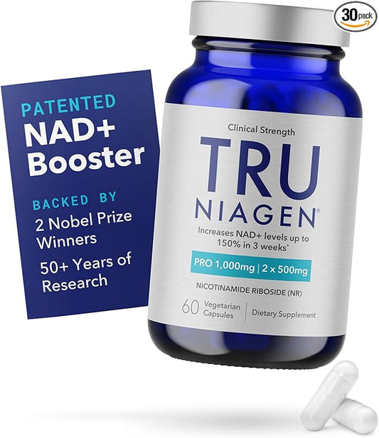 TRU NIAGEN PRO NAD+ Supplement for Anti Aging and Cell Regeneration, 1000 mg Patented Niagen, 30 Servings | Supports Cellular Energy | Nicotinamide Riboside (NR) Daily Supplements for Men and Women
