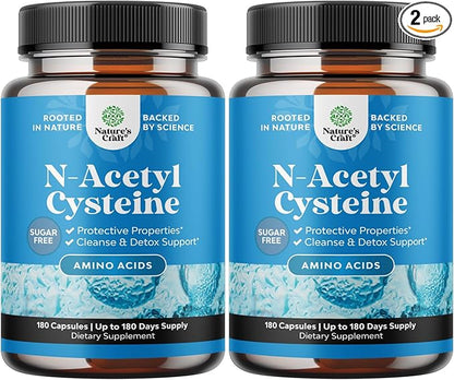 NAC Supplement N-Acetyl Cysteine 600mg - Potent Vegan High Absorption NAC 600 mg Capsules Glutathione Precursor for Liver Cleanse Detox & Repair plus Lung Health and Immunity Support - 180ct 2pk