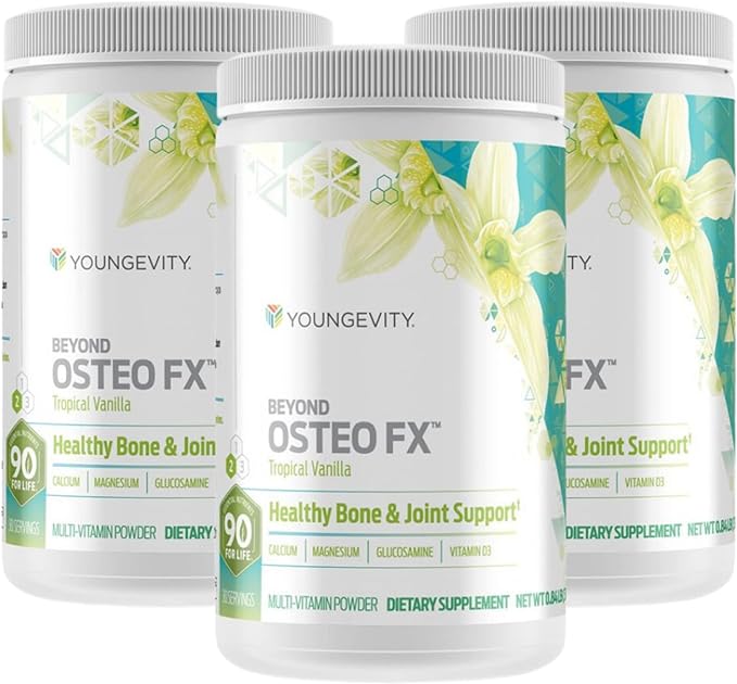 Youngevity Beyond Osteo FX - Tropical Vanilla | Healthy Bone & Joint Support | Multi-Vitamin Powder | 30 Servings (3 Canisters)