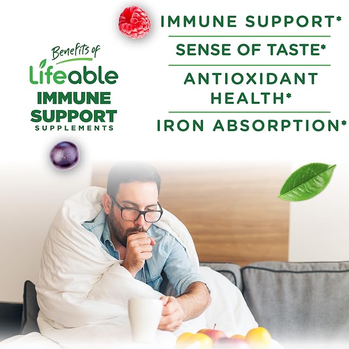 Lifeable Immune Support Gummies for Adult | Elderberry Vitamin C and Zinc | Great Tasting Elderberry Immune Support Supplement Gummies | Immunity Gummies for Adults, Men, Women | 90 Gummies