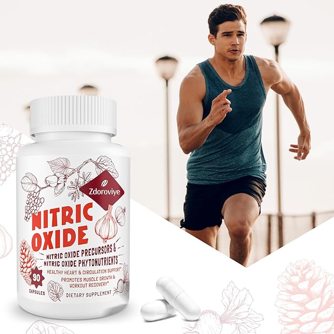Nitric Oxide Supplement for Men, Nitric Oxide Precursor & Nitric Oxide Phytonutrients Complex - 90 Capsules (1 Bottle)