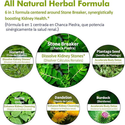 Herbal Formula with Stone Breaker & Horsetail Extract for Kidney Stones Dissolve, Kidney Cleanse Support & Detox Support. 2oz