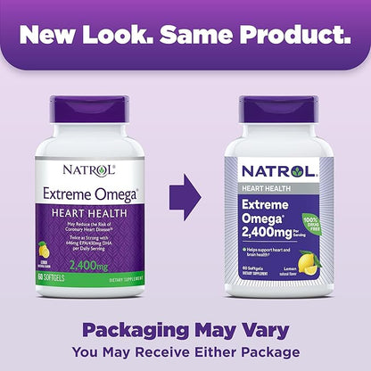 Natrol, Omega-3 Extreme Softgels, Heart Health Dietary Supplement, 60 Count