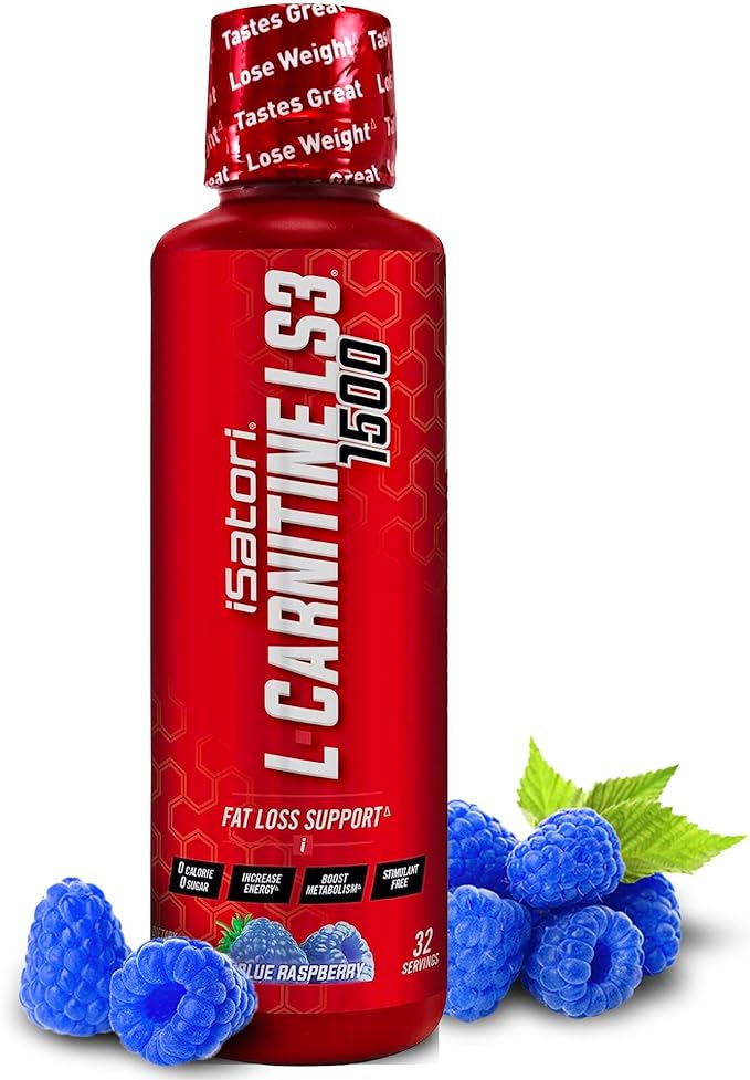 iSatori L-Carnitine LS3 1500, Liquid L-Carnitine with Acetyl L-Carnitine, L-Carnitine L-Tartrate, Stimulant Free Pre Workout, No Calories, Sugar, Gluten, Keto-Friendly, Blue Raspberry (32 Servings)