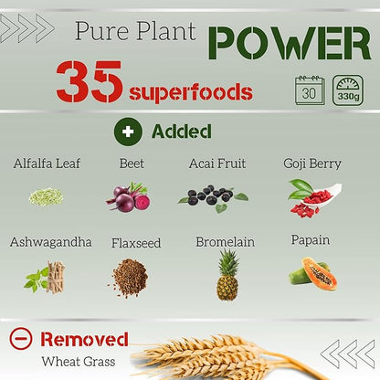 Superfood Reds & Greens Powder - 11.64 oz, Prebiotics & Probiotics for Digestive Health, Super Greens Powder with Ashwagandha for Gut Health, Immunity, Antioxidants, Vegan, Non-GMO