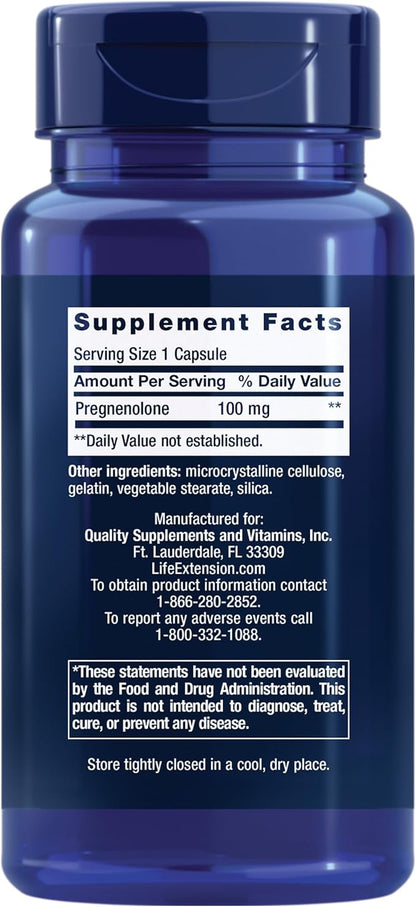 Life Extension Pregnenolone Hormone Balance 100mg, Zinc Immune Support 50mg - 90 Vegetarian Capsules