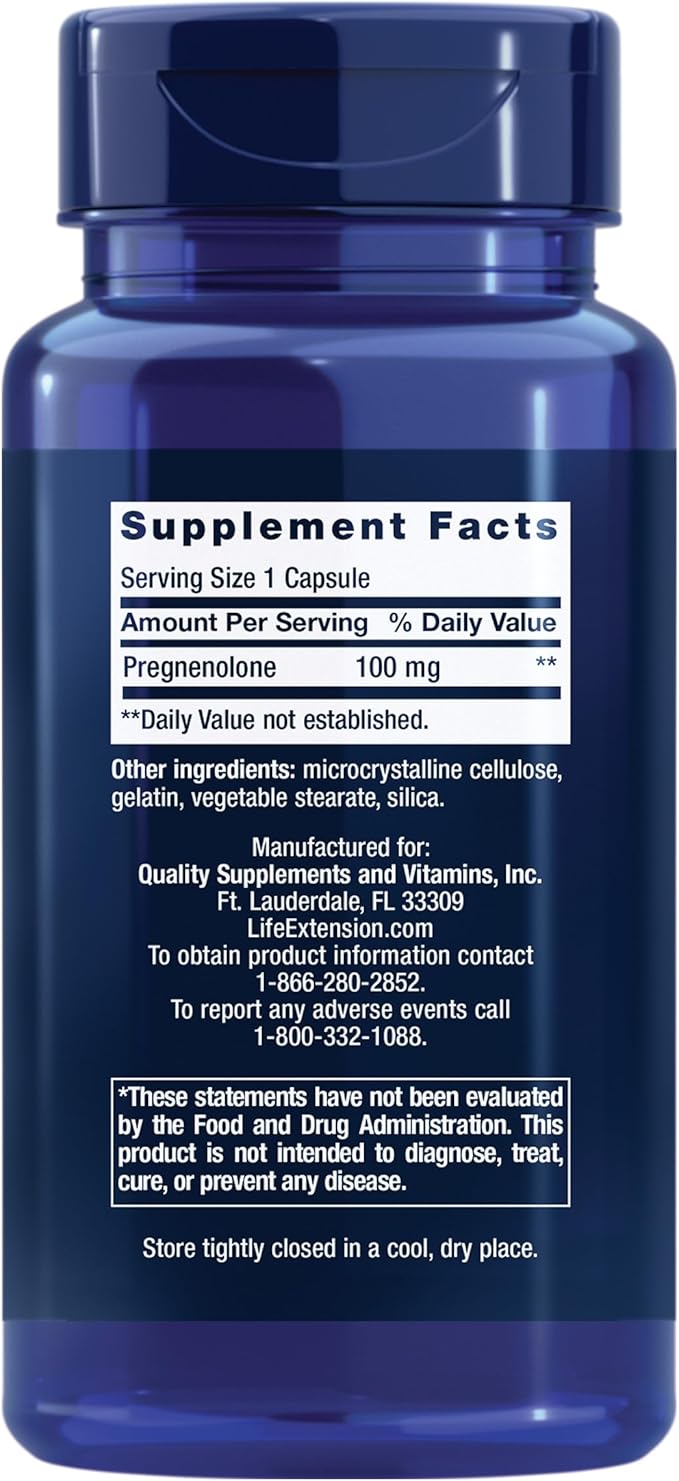 Life Extension Pregnenolone Hormone Balance 100mg, Vitamin D3 K1 K2 Iodine Immune Bone 60 Capsules Bundle