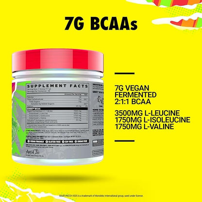 GHOST BCAA Powder Amino Acids Supplement, Sour Patch Kids Watermelon - 30 Servings - Sugar-Free Intra, Post & Pre Workout Amino Powder & Recovery Drink, 7G BCAA