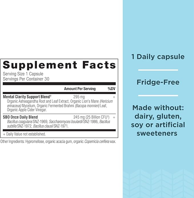 Probiotics for Mental Clarity by Ancient Nutrition, Once Daily Probiotics 30Ct, Helps Promote Mental Clarity and Concentration, Supports Healthy Energy and More Restful Sleep, 25 Billion CFUs*