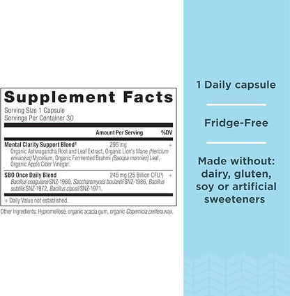 Probiotics for Mental Clarity by Ancient Nutrition, Once Daily Probiotics 30Ct, Helps Promote Mental Clarity and Concentration, Supports Healthy Energy and More Restful Sleep, 25 Billion CFUs*
