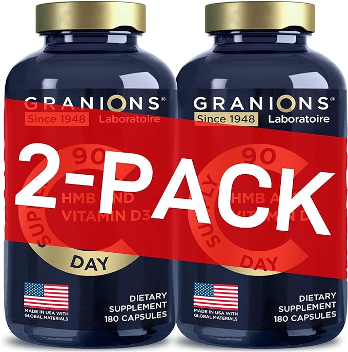 HMB and Vitamin D3 Supplement - Muscle Recovery, Beta Hydroxy Butyrate Pre Workout Muscle Builder, Mass Gainer - 1000 MG HMB Supplements With D3 and Calcium - 360 HMB Capsules , 6-Month Supply