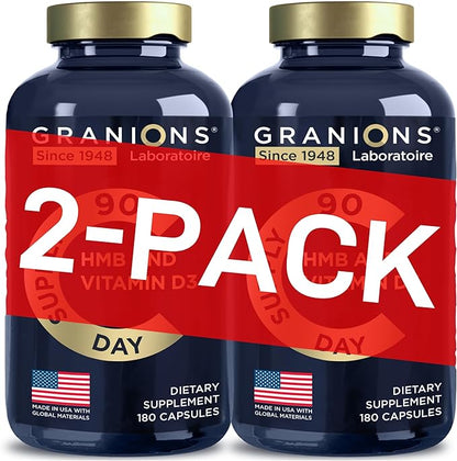 HMB and Vitamin D3 Supplement - Muscle Recovery, Beta Hydroxy Butyrate Pre Workout Muscle Builder, Mass Gainer - 1000 MG HMB Supplements With D3 and Calcium - 360 HMB Capsules , 6-Month Supply