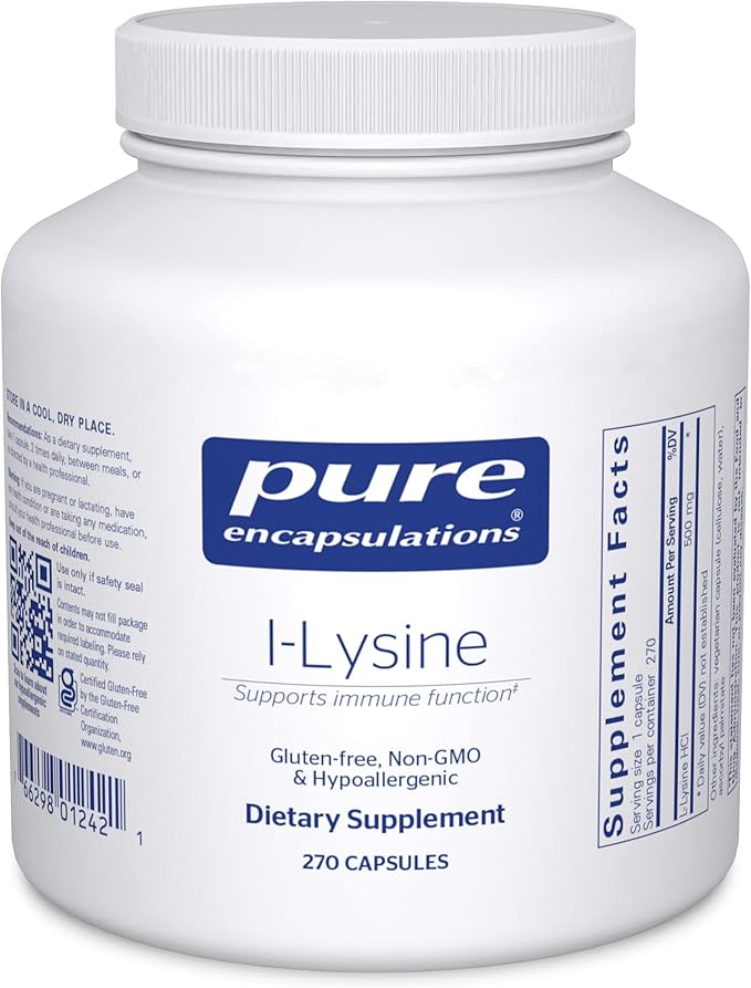 Pure Encapsulations L-Lysine - Essential Amino Acid Supplement for Immune Support & Gum, Lip Health* - with L-Lysine HCl - 270 Capsules