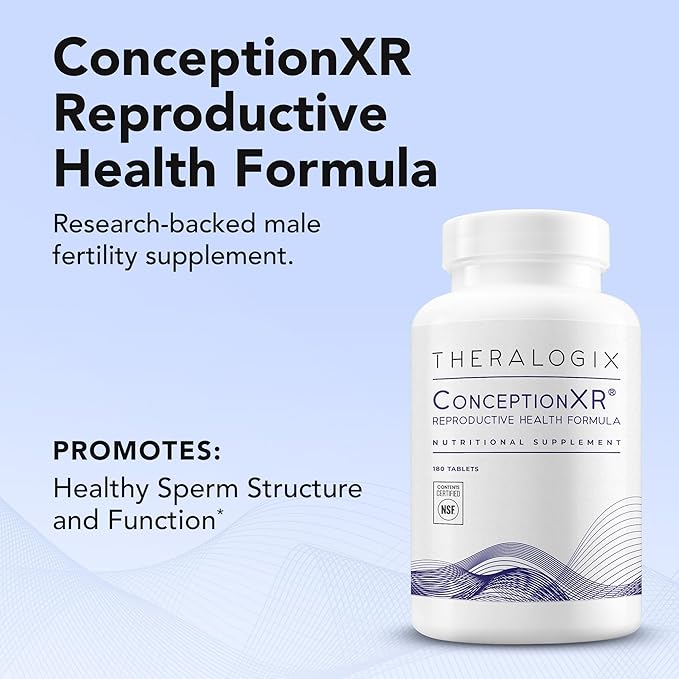 Theralogix ConceptionXR Reproductive Health For Men, Men's Preconception Vitamins for Fertility Support, Male Fertility Supplements for Sperm Health, NSF Certified - 180 Tabs (90-Day Supply), Unflavor