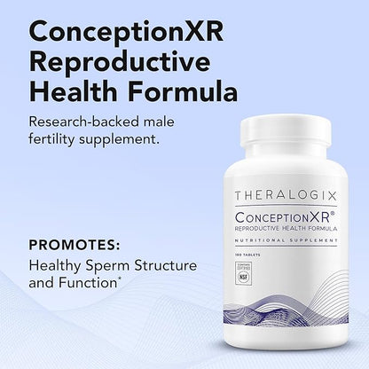 Theralogix ConceptionXR Reproductive Health For Men, Men's Preconception Vitamins for Fertility Support, Male Fertility Supplements for Sperm Health, NSF Certified - 180 Tabs (90-Day Supply), Unflavor