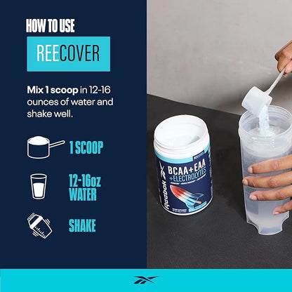 Reebok ReeCover BCAA + EAA + Electrolytes | 8g EAAs, 5g BCAAs, Hydration Matrix | Muscle Recovery, Strength | Post-Workout Support | 30 Servings | Strawberry Lemonade