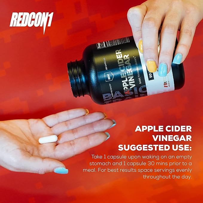 REDCON1 Apple Cider Vinegar Capsules - for Gut Health & Healthy Metabolism - Daily Antioxidant Supplement to Promote Healthy Gut - for Men and Women, Basic Training Series (180 Capsules)