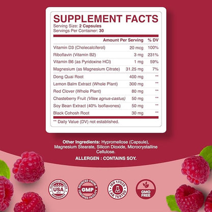 Natural Menopause Supplements for Women Health - Natural Hormone Balance for Women Plus Adrenal Support Menopause Relief and Thyroid Support with Dong Quai Root and Black Cohosh for Menopause